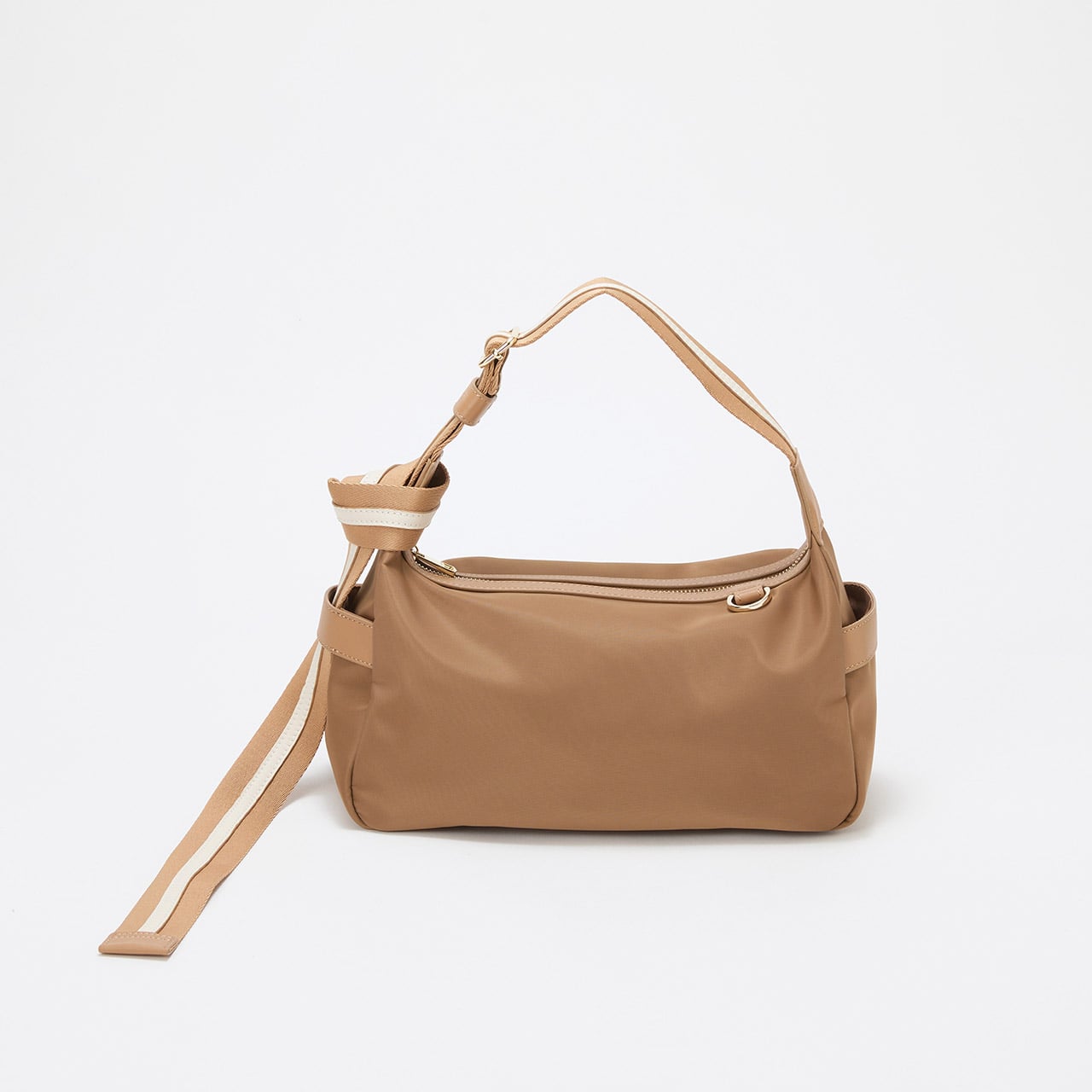 【TREASURE TOPKAPI】ナイロン ストライプ ベルト ショルダー バッグ キャメル FREE