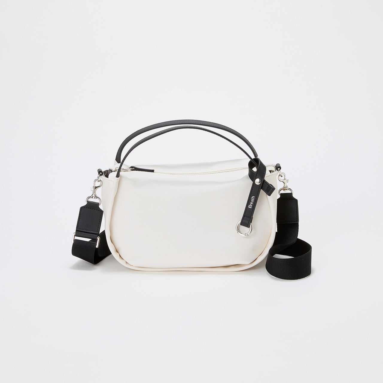 【Breath TOPKAPI】【撥水】ツヤ ナイロン ショルダー付き ラウンド トートバッグ クリーム FREE