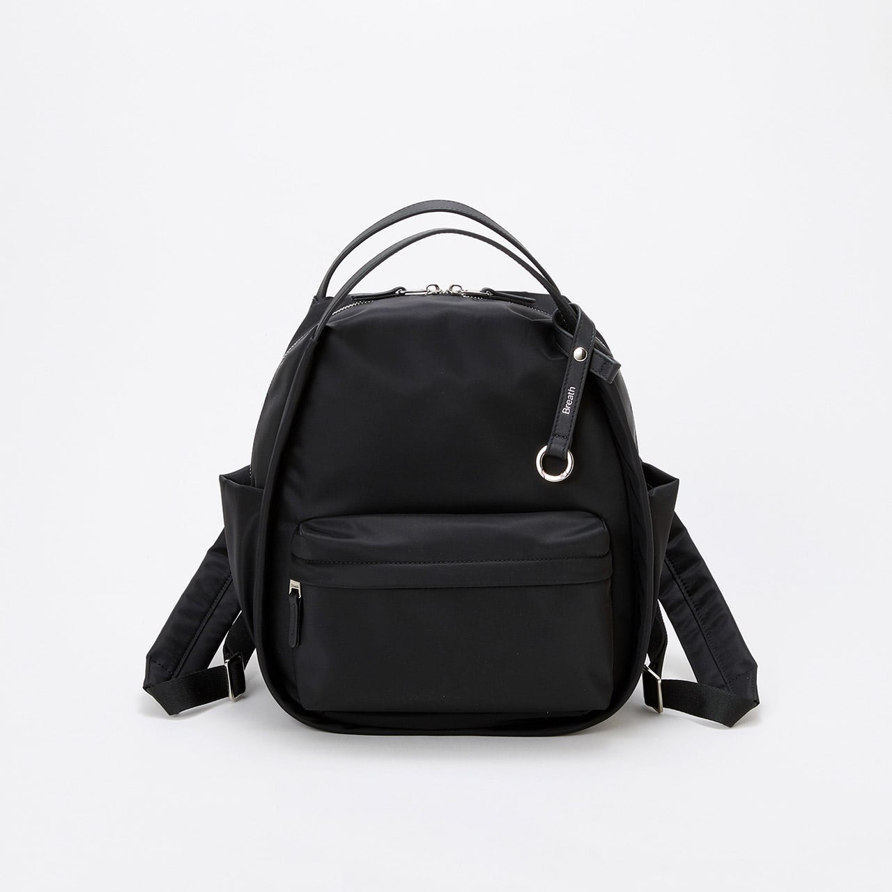 【Breath TOPKAPI】【撥水】ツヤ ナイロン レザーハンドル ミニ リュック ブラック FREE