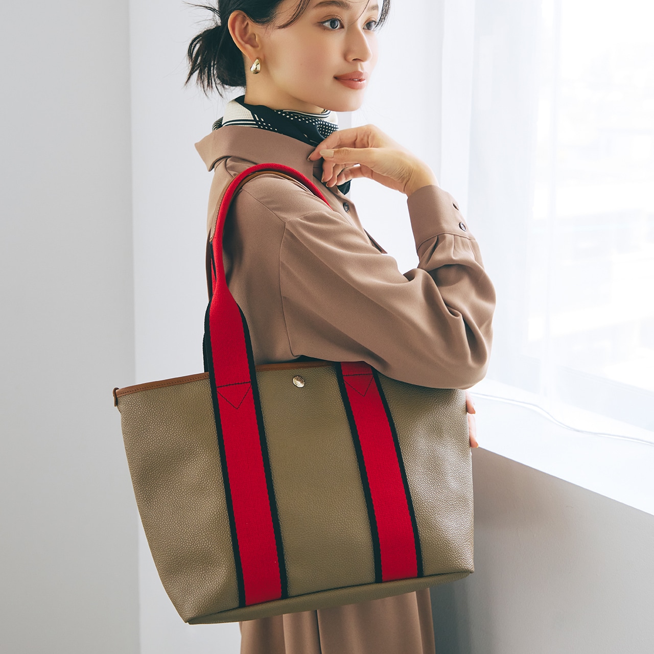 【Breath TOPKAPI】SCOTCH GRAIN スコッチグレイン シンプル A4 トートバッグ レッド FREE