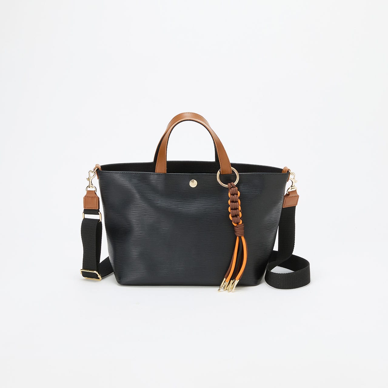 RIPPLE リプル コードチャーム付き 2way トートバッグ ブラック FREE