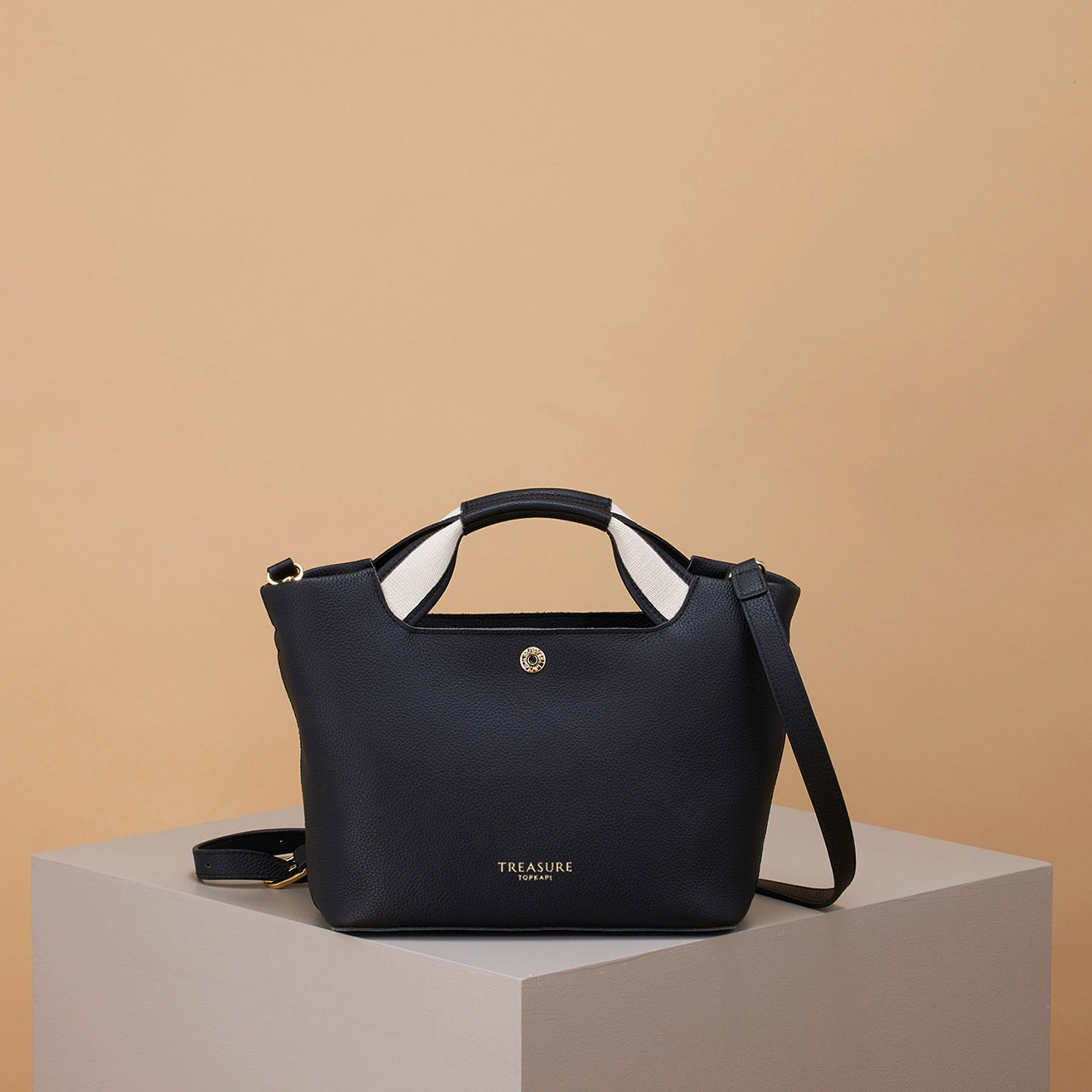 【TREASURE TOPKAPI】ソフトシュリンク テープハンドル ショルダー付きミニ トート バッグ