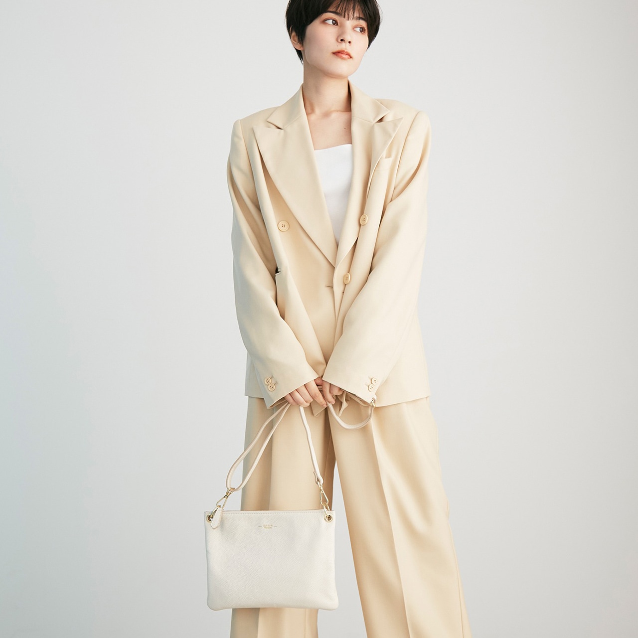 【TREASURE TOPKAPI】ストライプベルト・レザー2wayショルダーバッグ