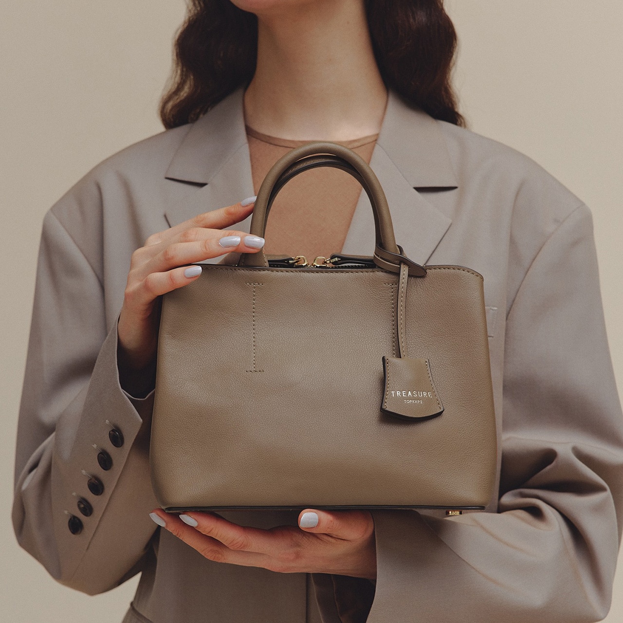 【TREASURE TOPKAPI】フロントステッチ レザー ミニショルダー レディース バッグ