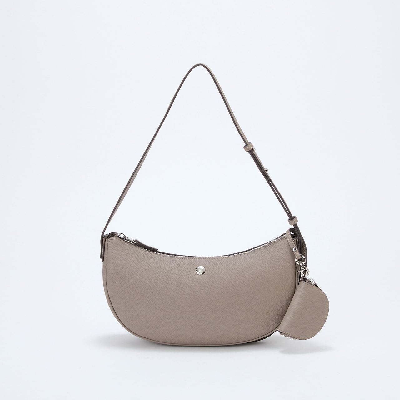 シュリンクレザー ハーフムーン ショルダーバッグ / チャーム付き