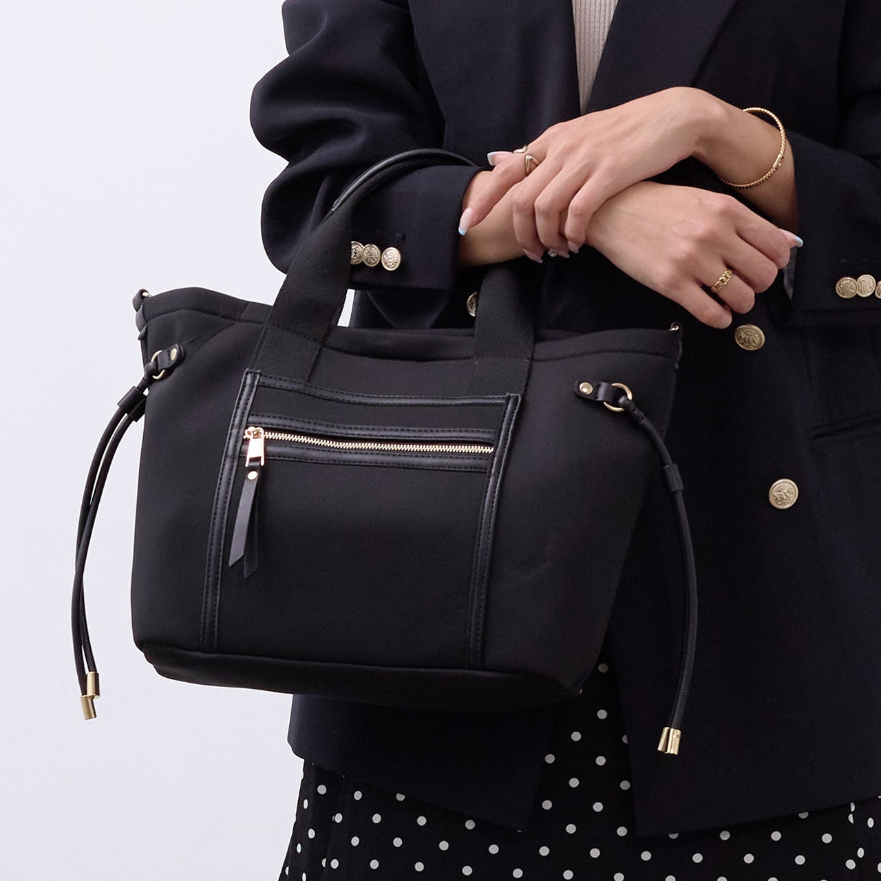 【TREASURE TOPKAPI】ネオプレン フロントポケット 2way ショルダー付き ミニトートバッグ