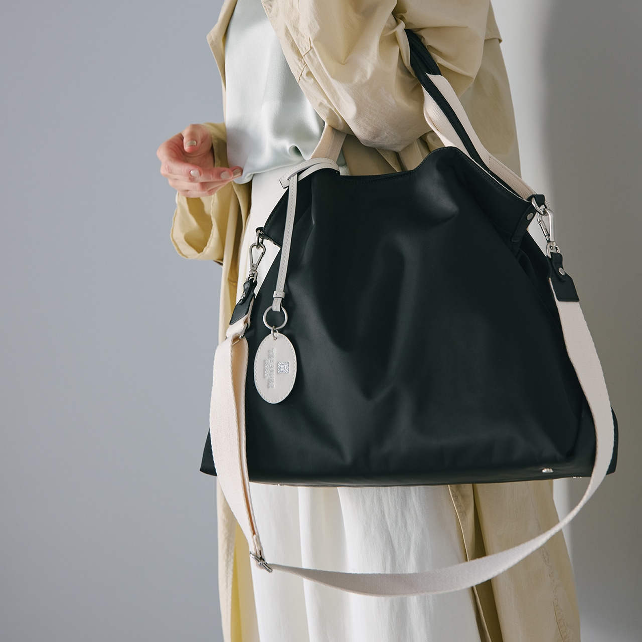 【TREASURE TOPKAPI】ストライプハンドル ナイロン 2way トート バッグ A4対応