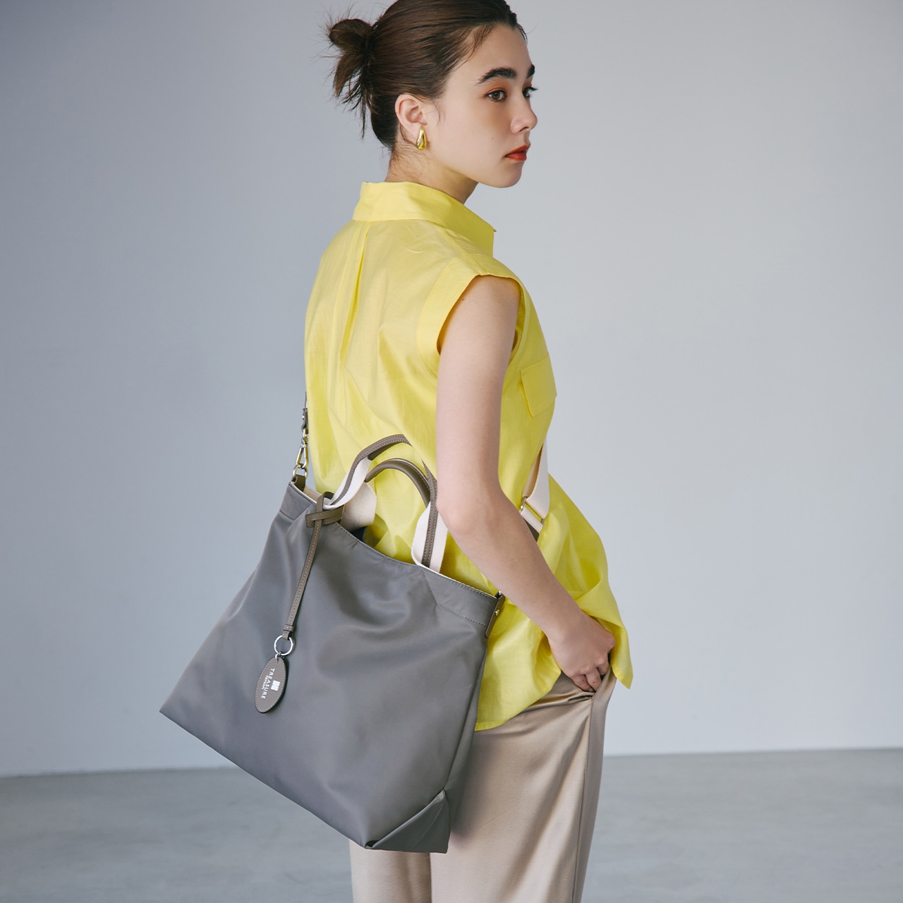 【TREASURE TOPKAPI】ストライプハンドル ナイロン 2way トート バッグ A4対応