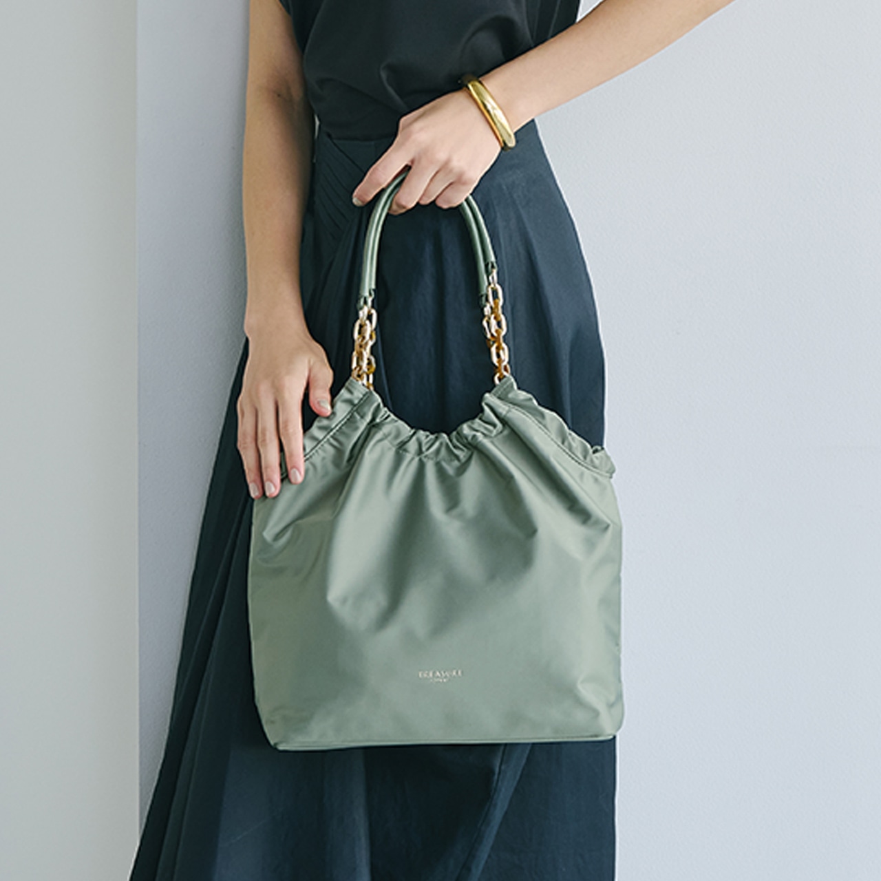 【TREASURE TOPKAPI】コンビチェーン ギャザー ナイロン トートバッグ