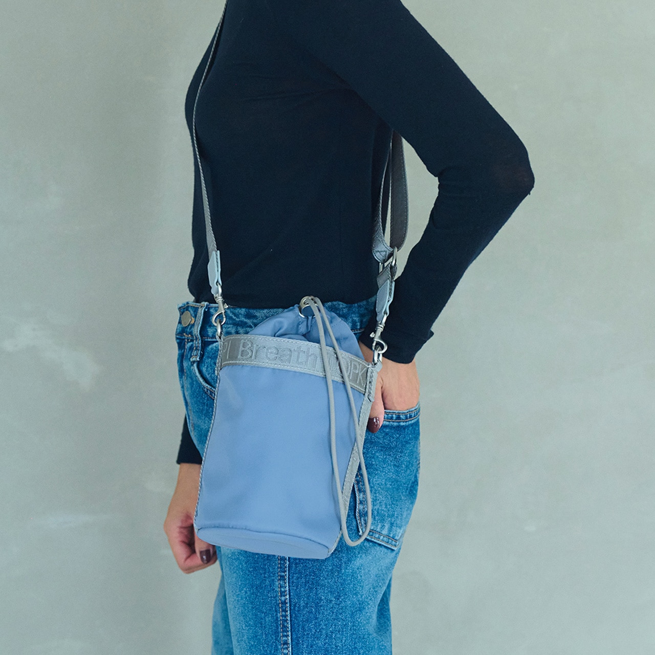 【Breath TOPKAPII】Freely フリーリー ナイロン ロゴテープ バケツ 巾着 ショルダーバッグ