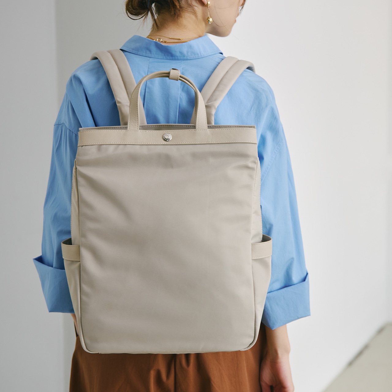 【Breath TOPKAPI】防水ナイロン レザーコンビ PC対応 トート リュック バックパック