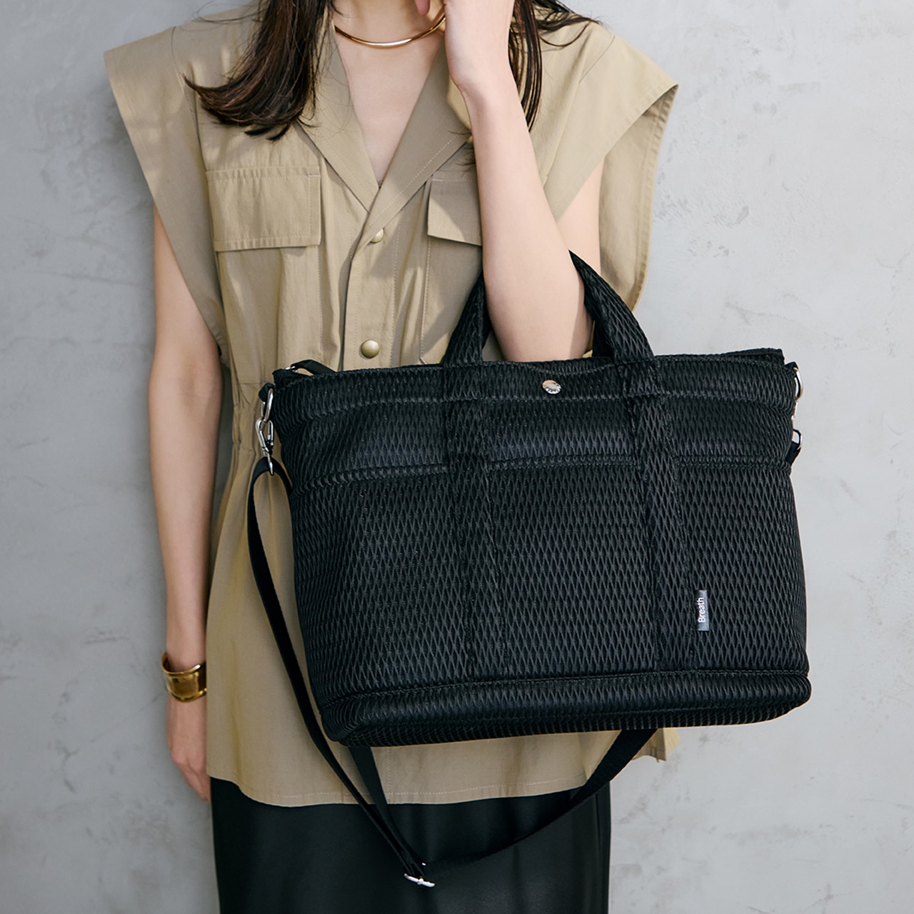 【Breath TOPKAPI】ポリメッシュ ショルダー付き A4 トートバッグ