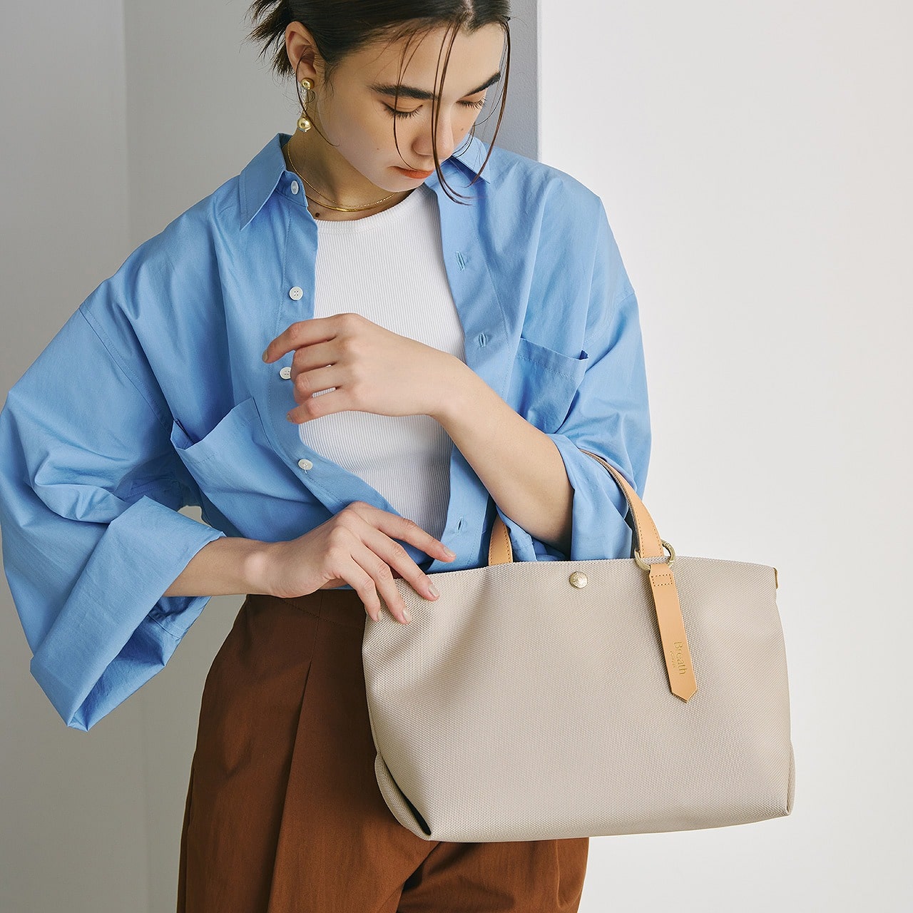 【Breath TOPKAPI】Aerial エアリアル ナイロン カラーストラップ付き トートバッグ /軽量