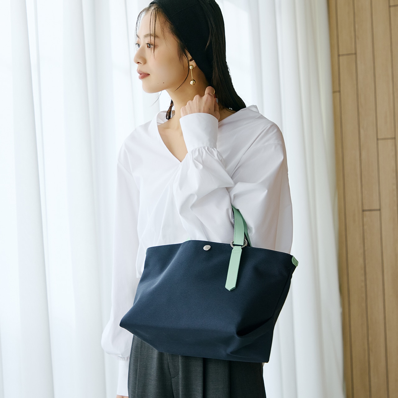 【Breath TOPKAPI】Aerial エアリアル ナイロン カラーストラップ付き トートバッグ /軽量