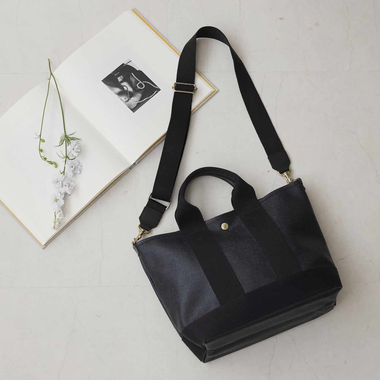 【Breath TOPKAPI】スコッチグレイン ネオレザー トート バッグ ショルダー付き M【キズ雨に強い】