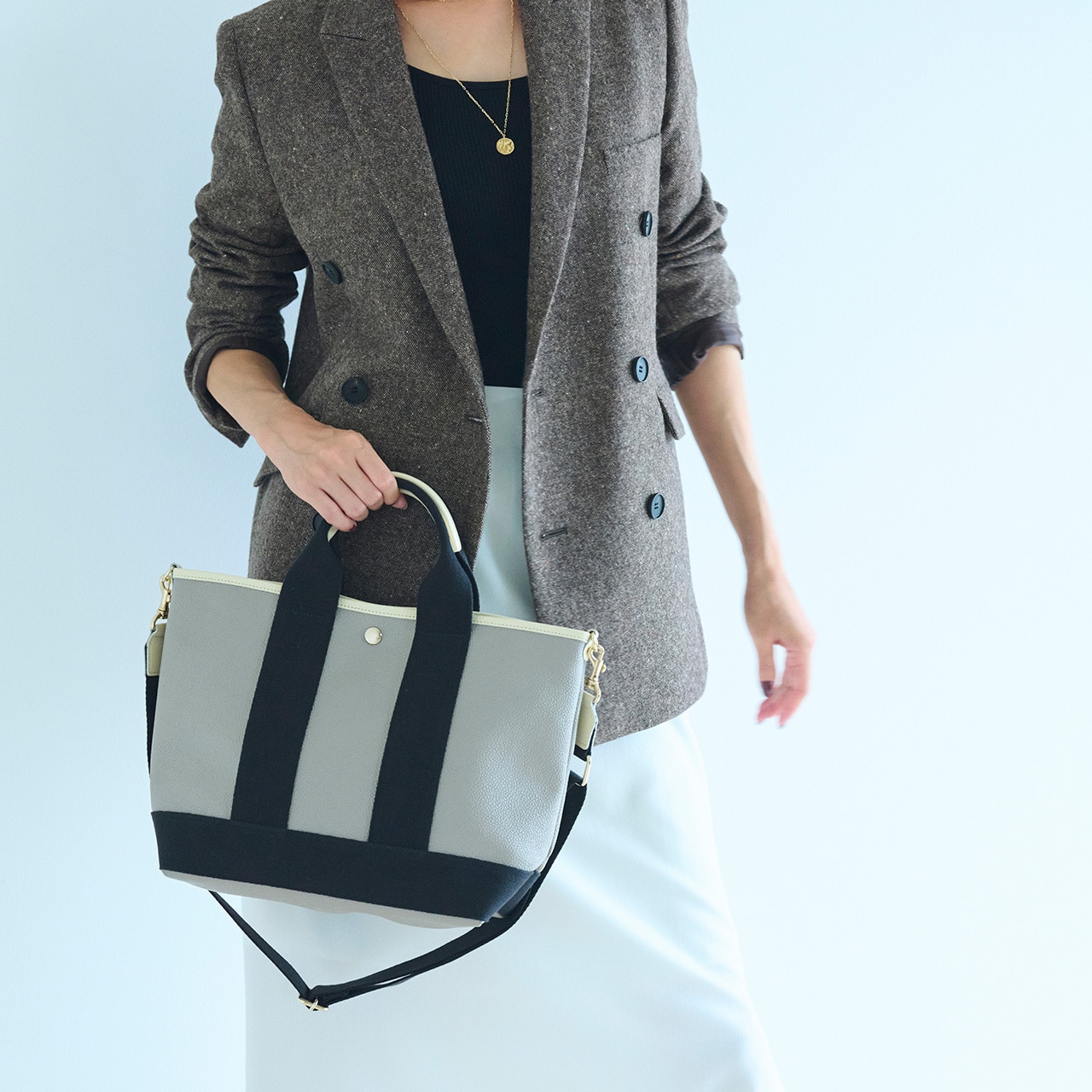 【Breath TOPKAPI】スコッチグレイン ネオレザー トート バッグ ショルダー付き M【キズ雨に強い】