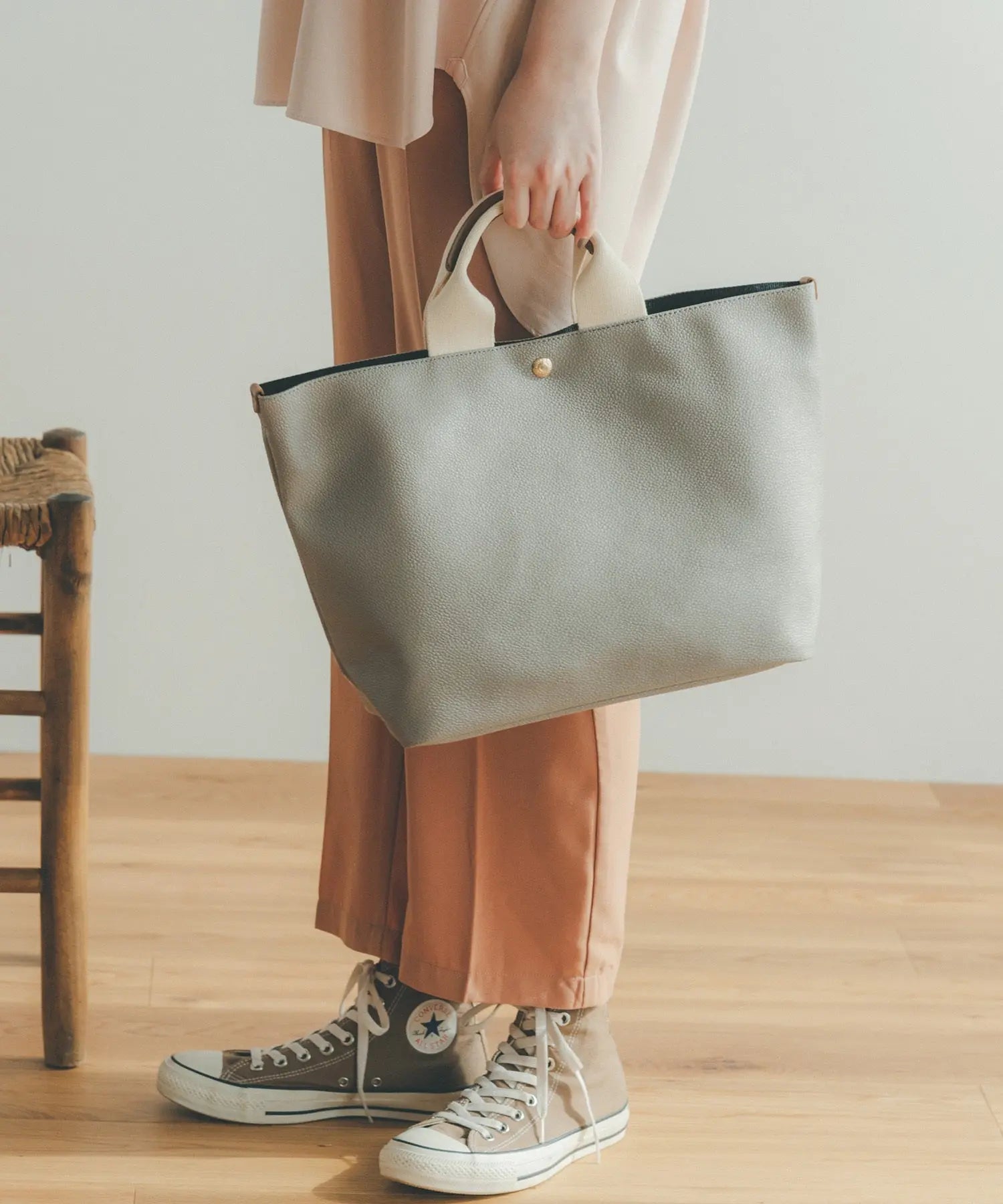 【Breath TOPKAPI】スコッチグレイン ネオレザー A4 トートバッグ プレーンL