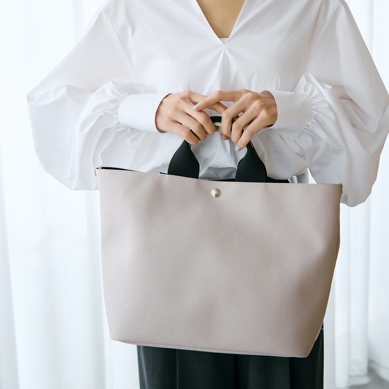 【Breath TOPKAPI】スコッチグレイン ネオレザー A4 トートバッグ プレーンL