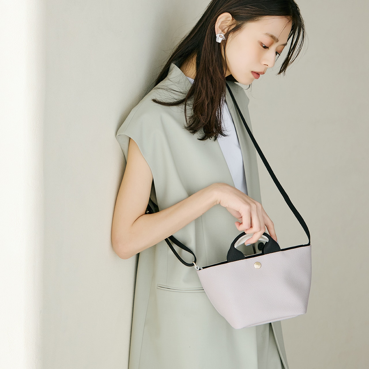 【Breath TOPKAPI】スコッチグレイン ネオレザー 2Way ミニ トートバッグ プレーン