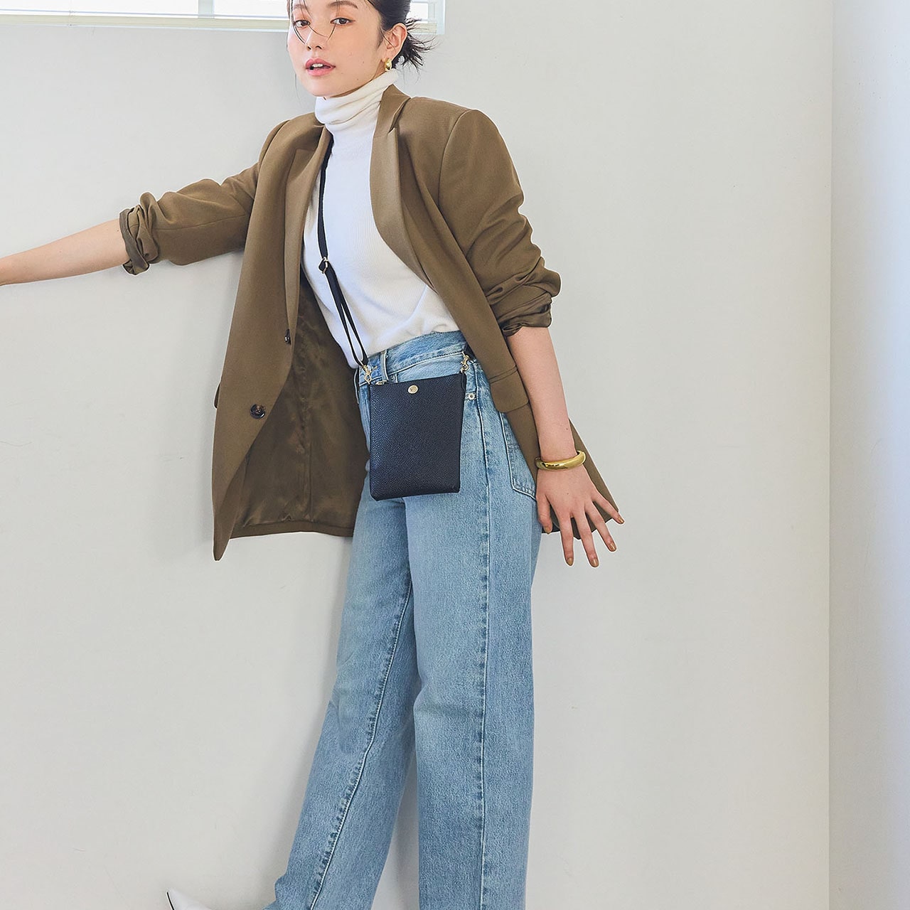 【Breath TOPKAPI】【VERY 掲載】 スコッチグレイン ネオレザー サコッシュ スマホ ショルダーバッグ