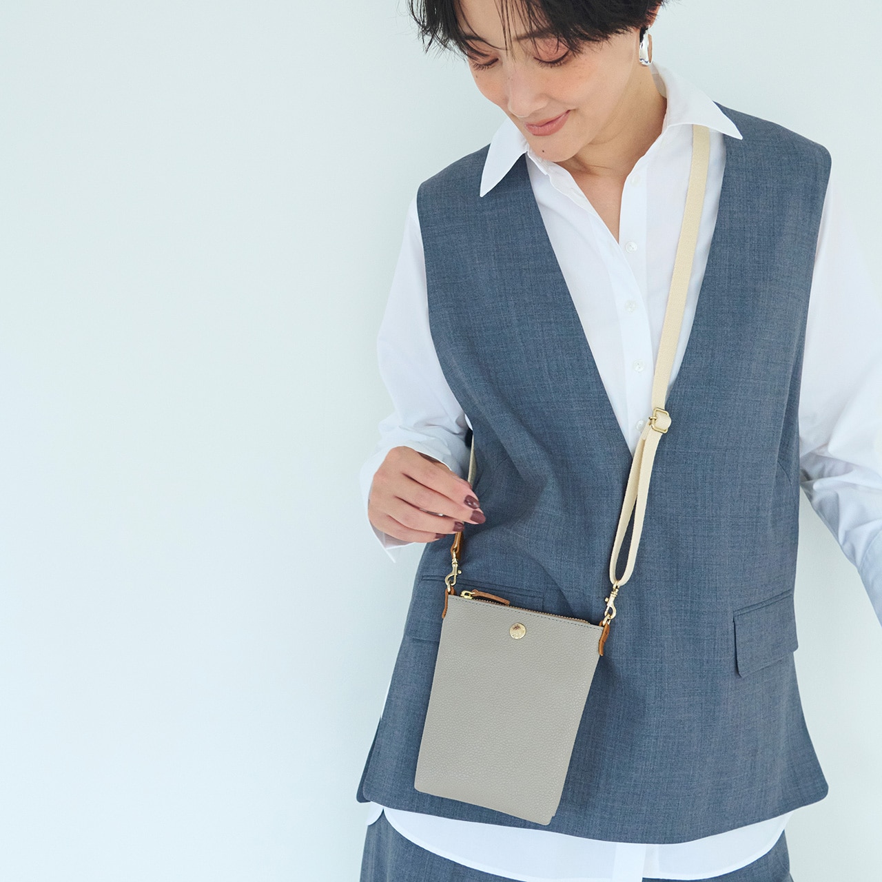 【Breath TOPKAPI】【VERY 掲載】 スコッチグレイン ネオレザー サコッシュ スマホ ショルダーバッグ