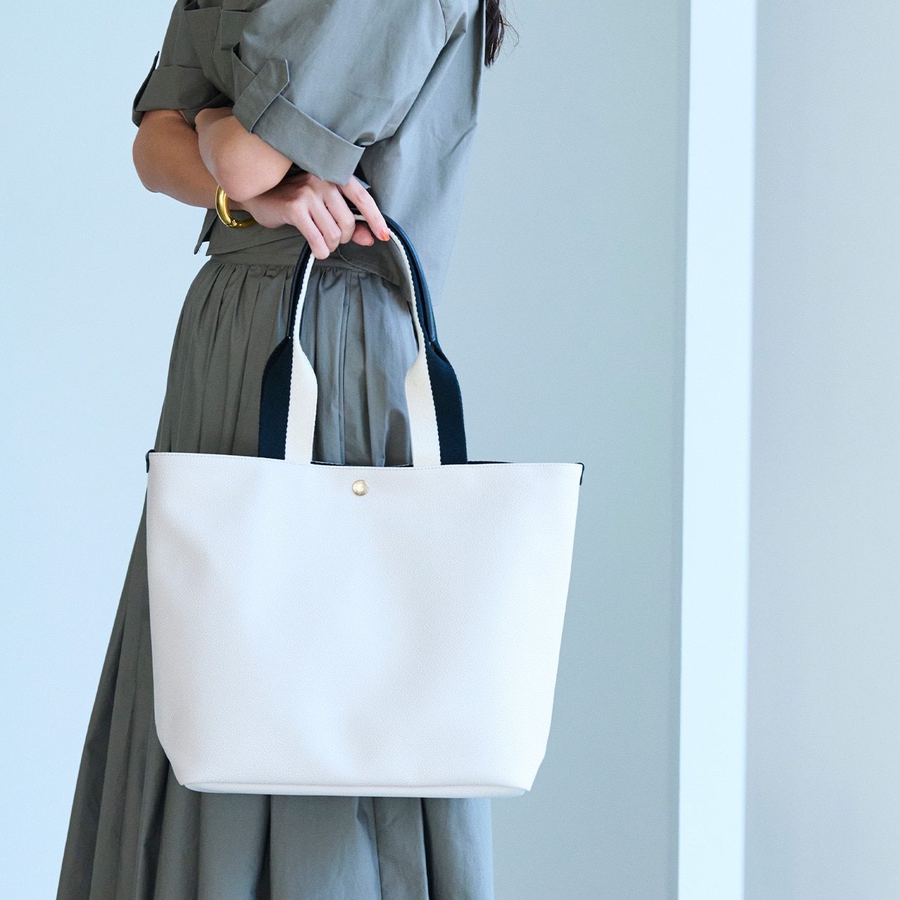 【Breath TOPKAPI】スコッチグレイン プレーン バイカラー ロングハンドル A4 トートバッグ