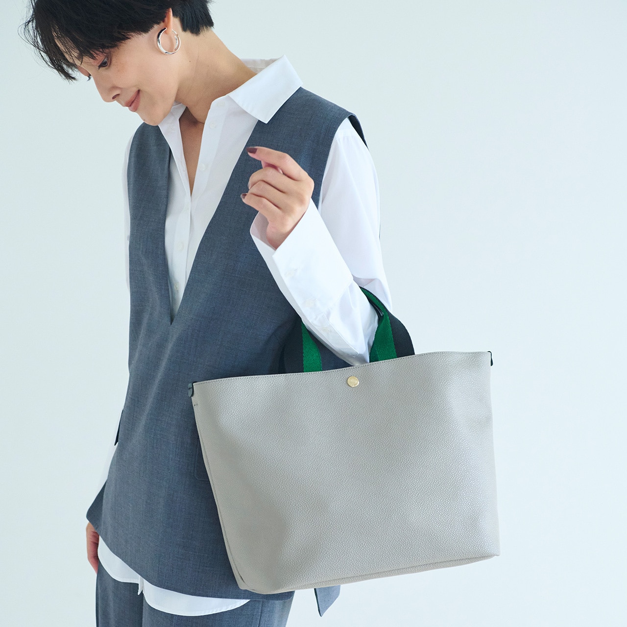 【Breath TOPKAPI】スコッチグレイン プレーン バイカラーハンドル A4 トートバッグ