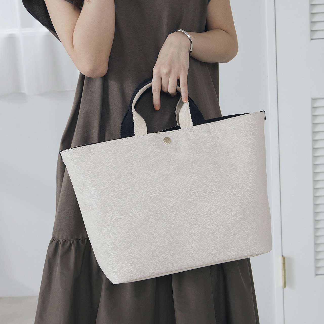 【Breath TOPKAPI】スコッチグレイン プレーン バイカラーハンドル A4 トートバッグ