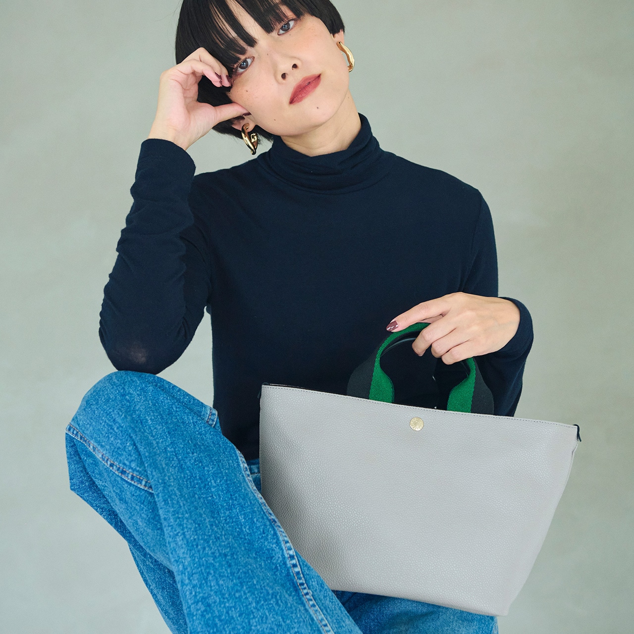 【Breath TOPKAPI】スコッチグレイン プレーン バイカラーハンドル ミニ トートバッグ