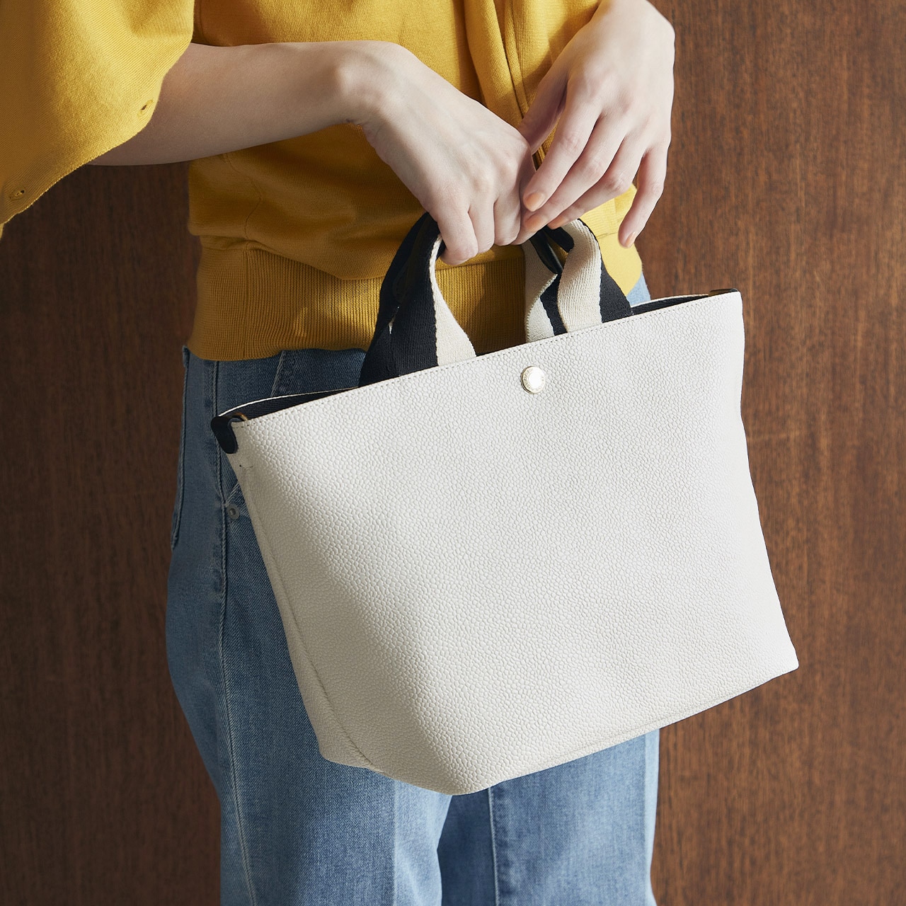 【Breath TOPKAPI】スコッチグレイン プレーン バイカラーハンドル ミニ トートバッグ