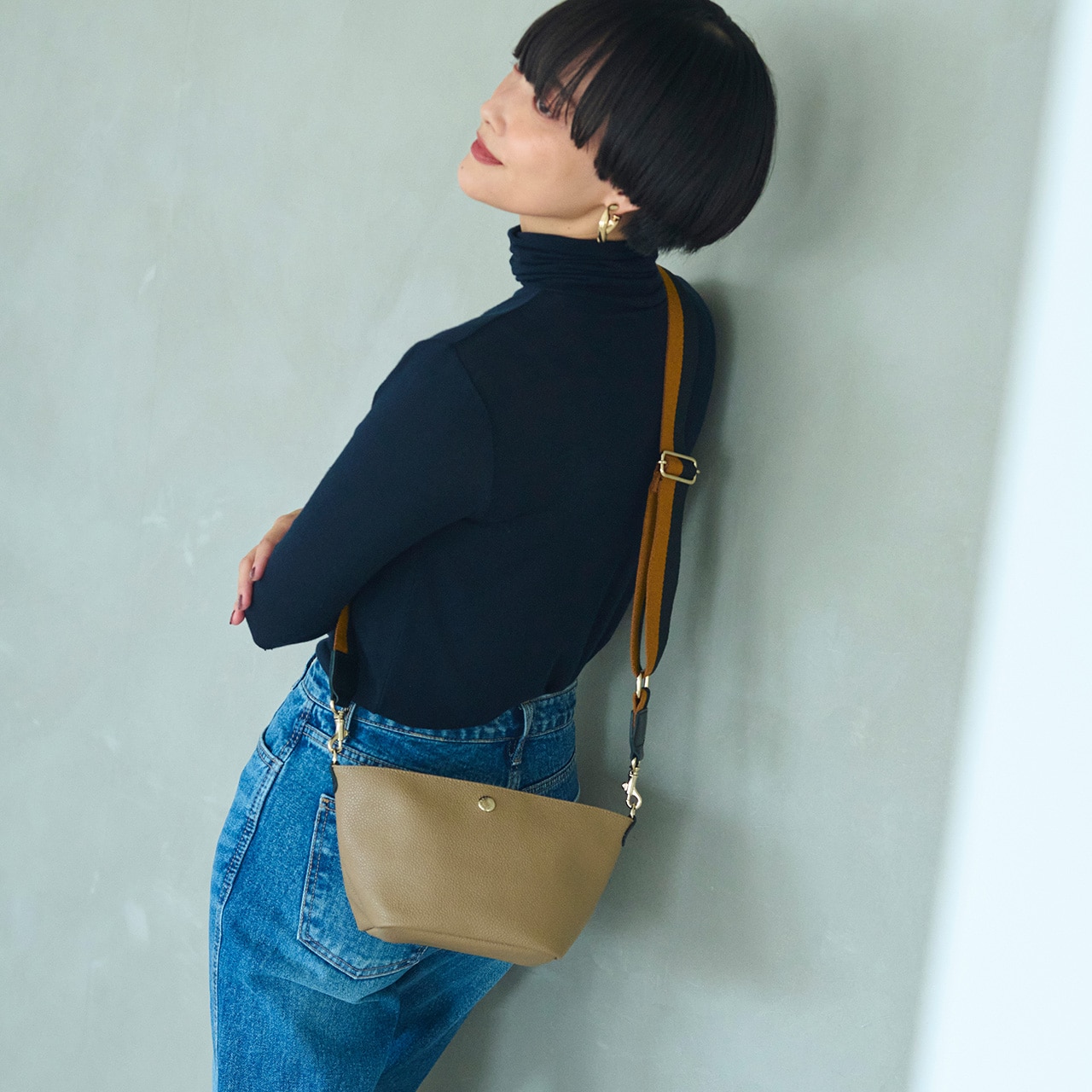 【Breath TOPKAPI】スコッチグレイン プレーン バイカラー ミニ ショルダーバッグ