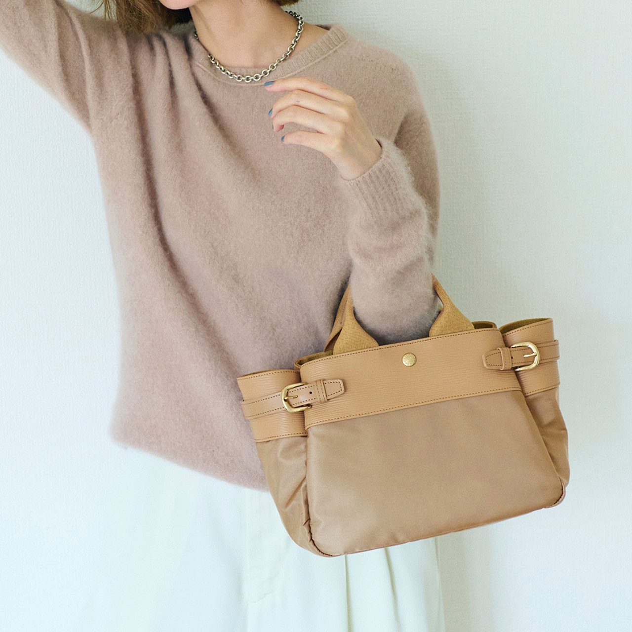 【Breath TOPKAPI】RIPPLE リプル ナイロン コンビ ベルト デザイン ミニ トートバッグ