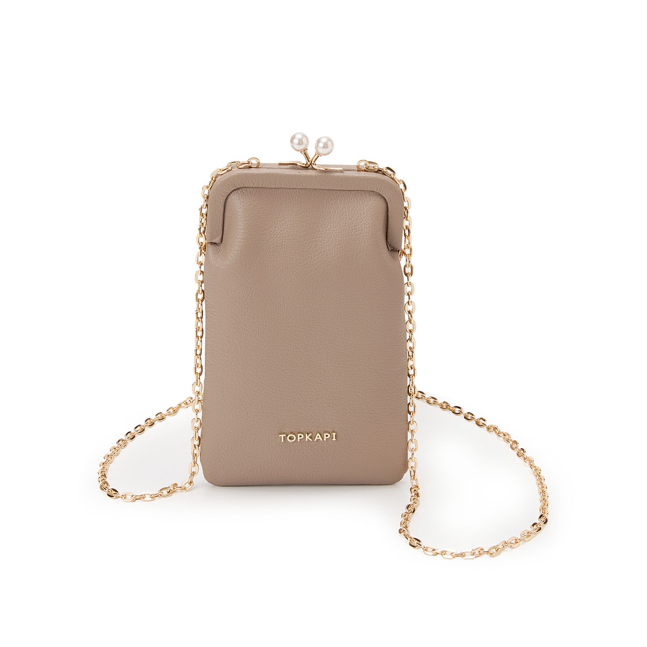 【TOPKAPI】シュリンクレザー パール チェーン ショルダー バッグ / スマホショルダー