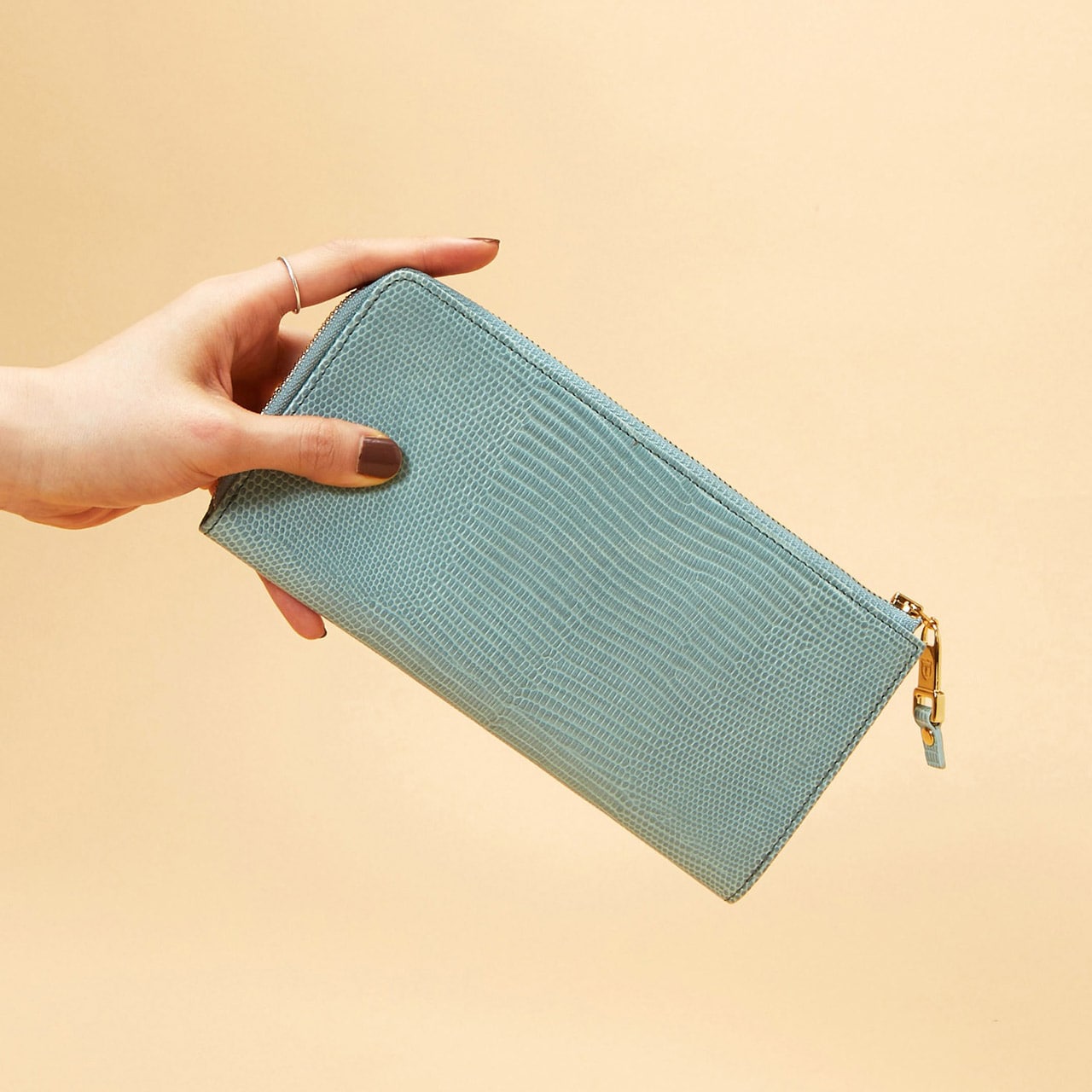 【TOPKAPI】LUCIA ルチア イタリアンレザー リザード型押し Lファスナー マチ付き 長財布マチ付き