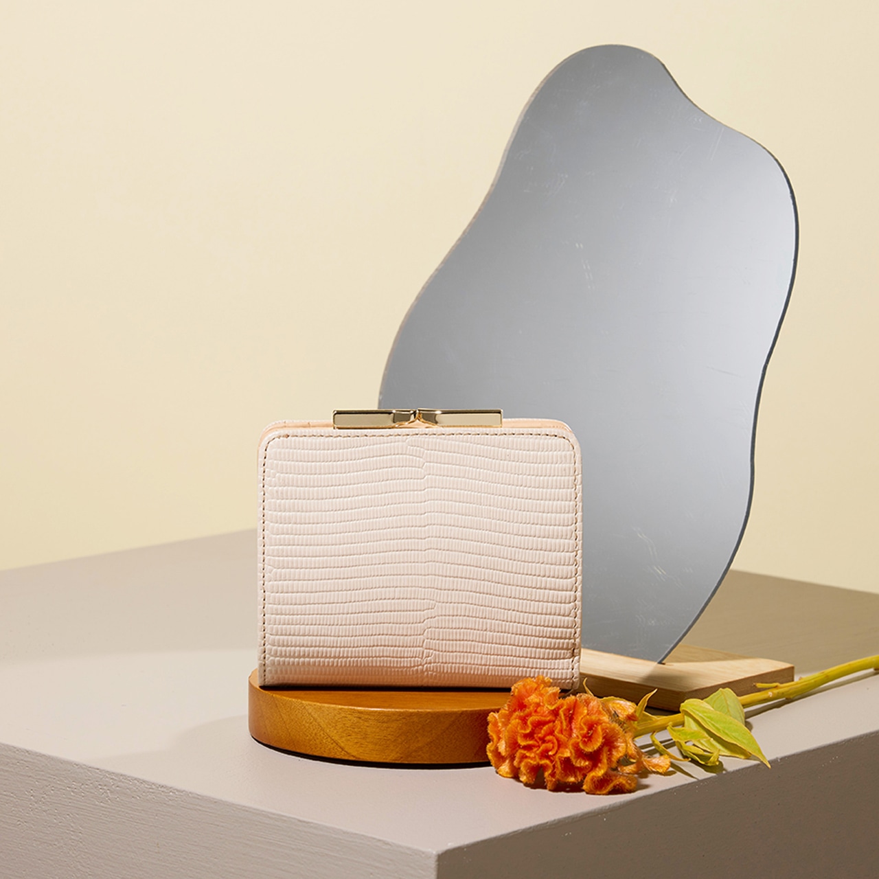 【TOPKAPI】LUCIA ルチア イタリアンレザー リザード型押し がま口 二つ折り財布