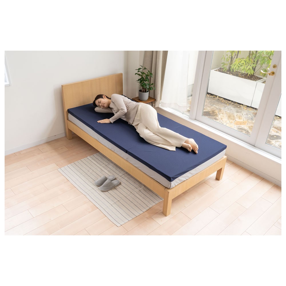 バランスマットレス/寝具 〔ブルー セミダブル 厚さ4cm〕 日本製 ウレタン ポリエステル 〔ベッドルーム 寝室〕 バランスマットレス⁄寝具 〔ブルー セミダブル 厚さ4cm〕 日本製