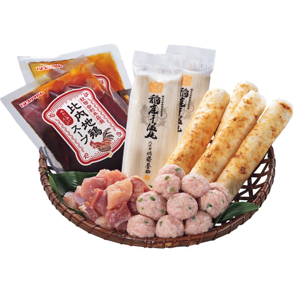 ◆【お歳暮限定】比内地鶏 きりたんぽ鍋と佐藤養助稲庭うどんセット◇メーカー直送 ▼返品・キャンセル不可【他商品との同時購入不可】