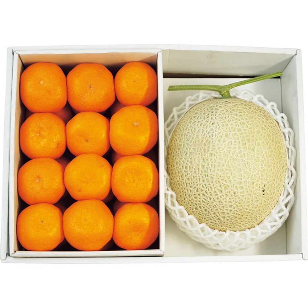 ◆【お歳暮限定】国産マスクメロン1玉・和歌山県産みかん◇メーカー直送 ▼返品・キャンセル不可【他商品との同時購入不可】