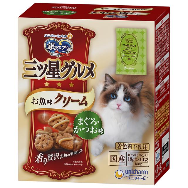 ユニチャーム 三ツ星グルメ お魚味クリーム まぐろ・かつお味 180g