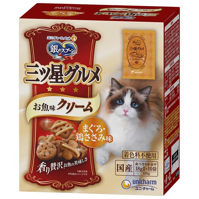 ユニチャーム 三ツ星グルメ お魚味クリーム まぐろ・鶏ささみ味 180g