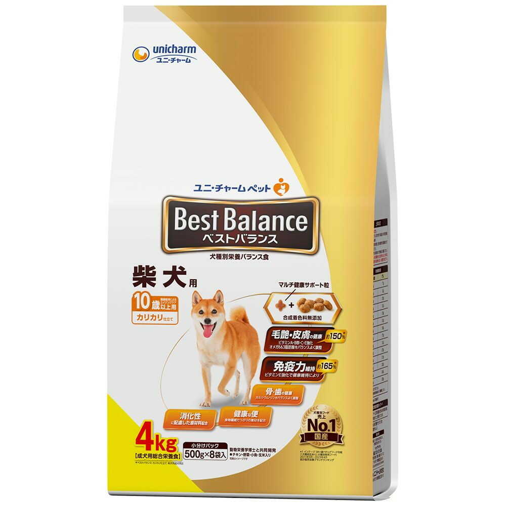 ユニ・チャーム ベストバランス カリカリ仕立て 柴犬用 10歳以上用 4kg（500g×8袋入）