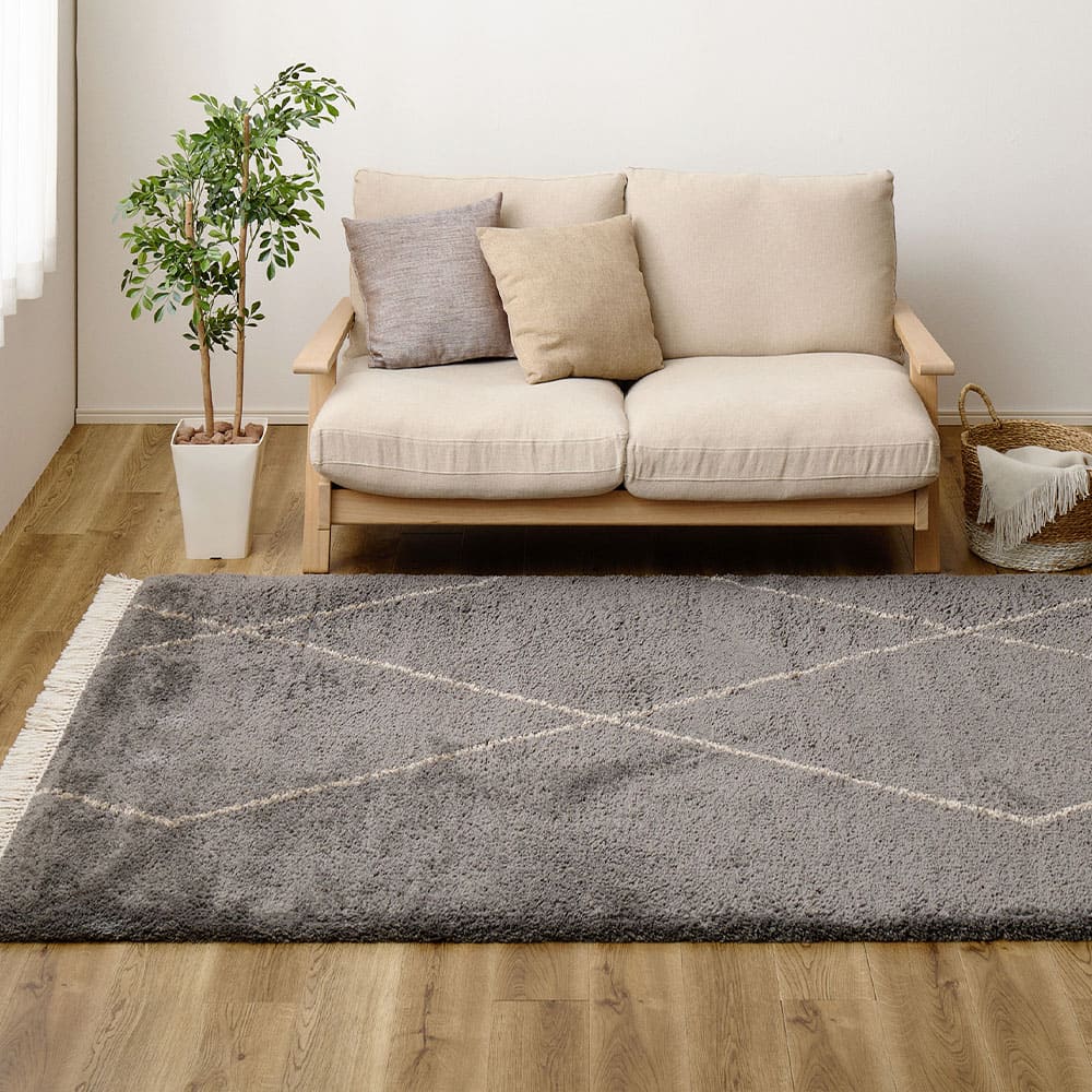 ウィルトンラグ BEDOUIN リシャド グレー 約100×140cm 【直送品】 返品・キャンセル・他商品と同時購入は不可