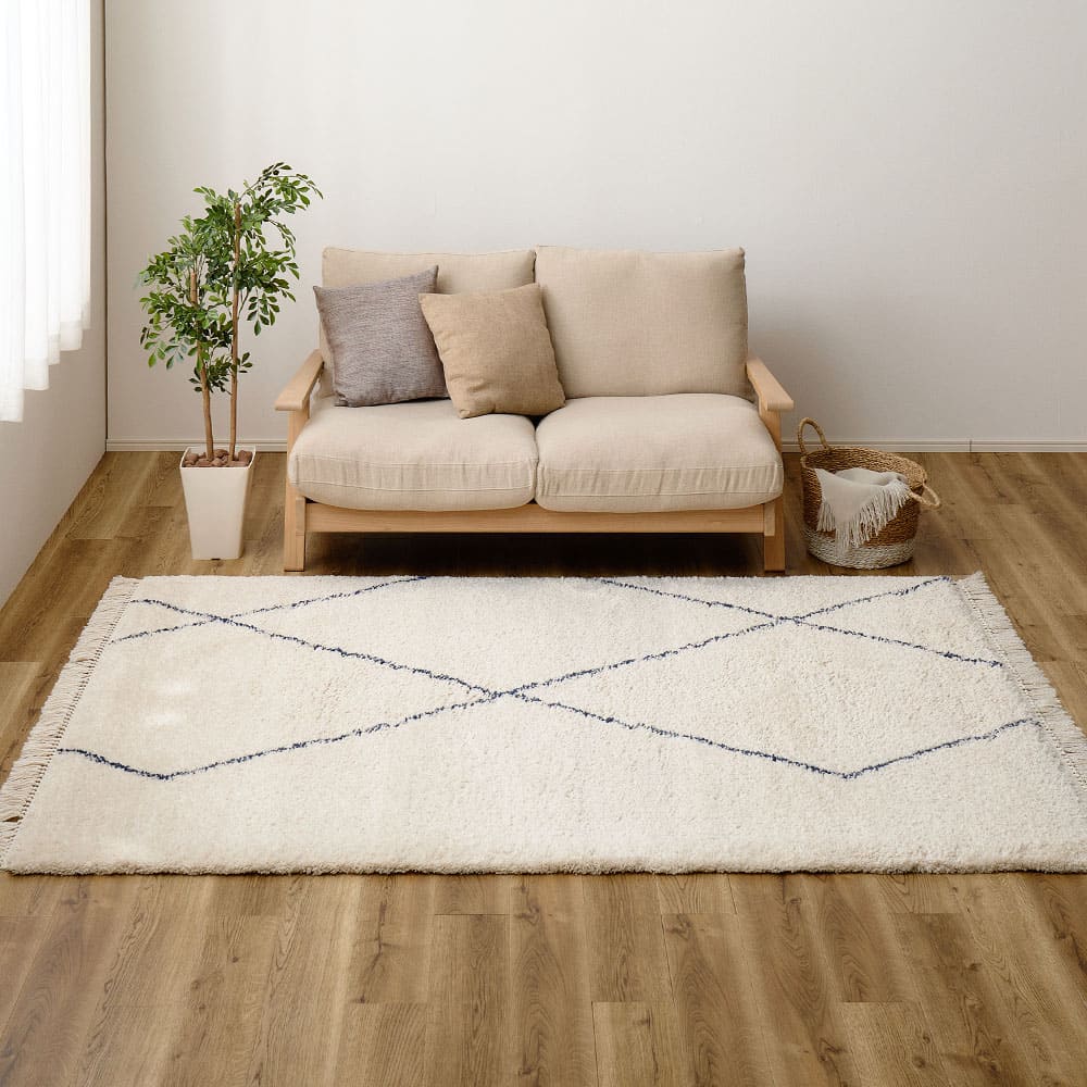 ウィルトンラグ BEDOUIN リシャド アイボリー 約100×140cm 【直送品】 返品・キャンセル・他商品と同時購入は不可