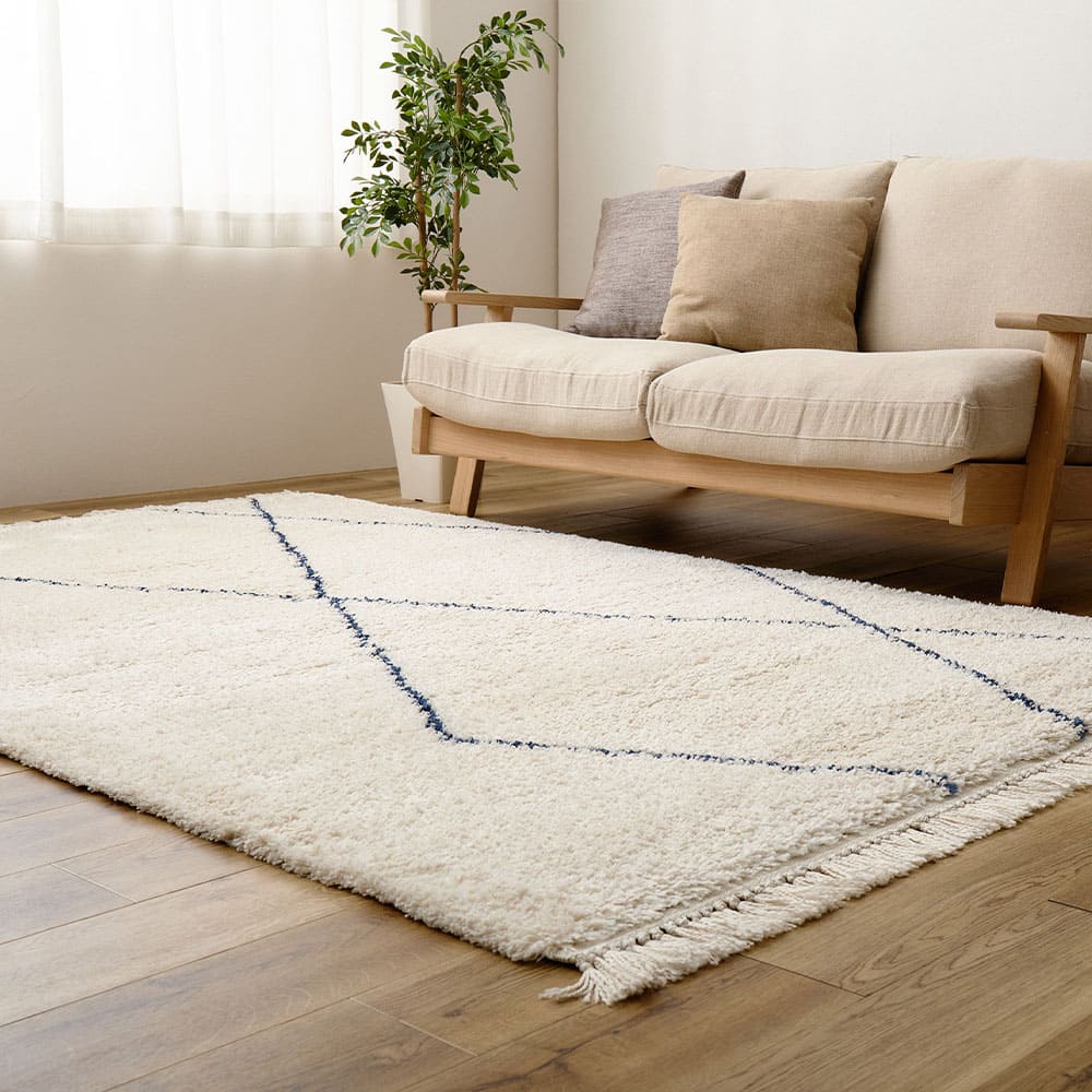 ウィルトンラグ BEDOUIN リシャド アイボリー 約200×250cm 【直送品】 返品・キャンセル・他商品と同時購入は不可