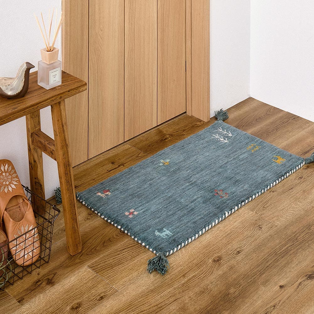 ギャッベ TX 60X90 ブルー   【直送品】 返品・キャンセル・他商品と同時購入は不可