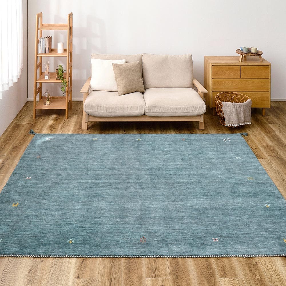 ギャッベ TX 100X140 ブルー   【直送品】 返品・キャンセル・他商品と同時購入は不可