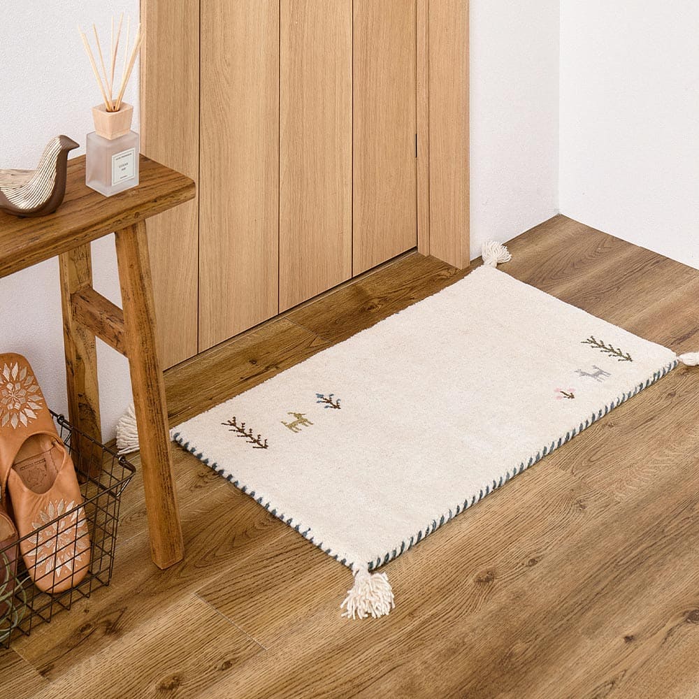 ギャッベ TX 60X90 ホワイト   【直送品】 返品・キャンセル・他商品と同時購入は不可