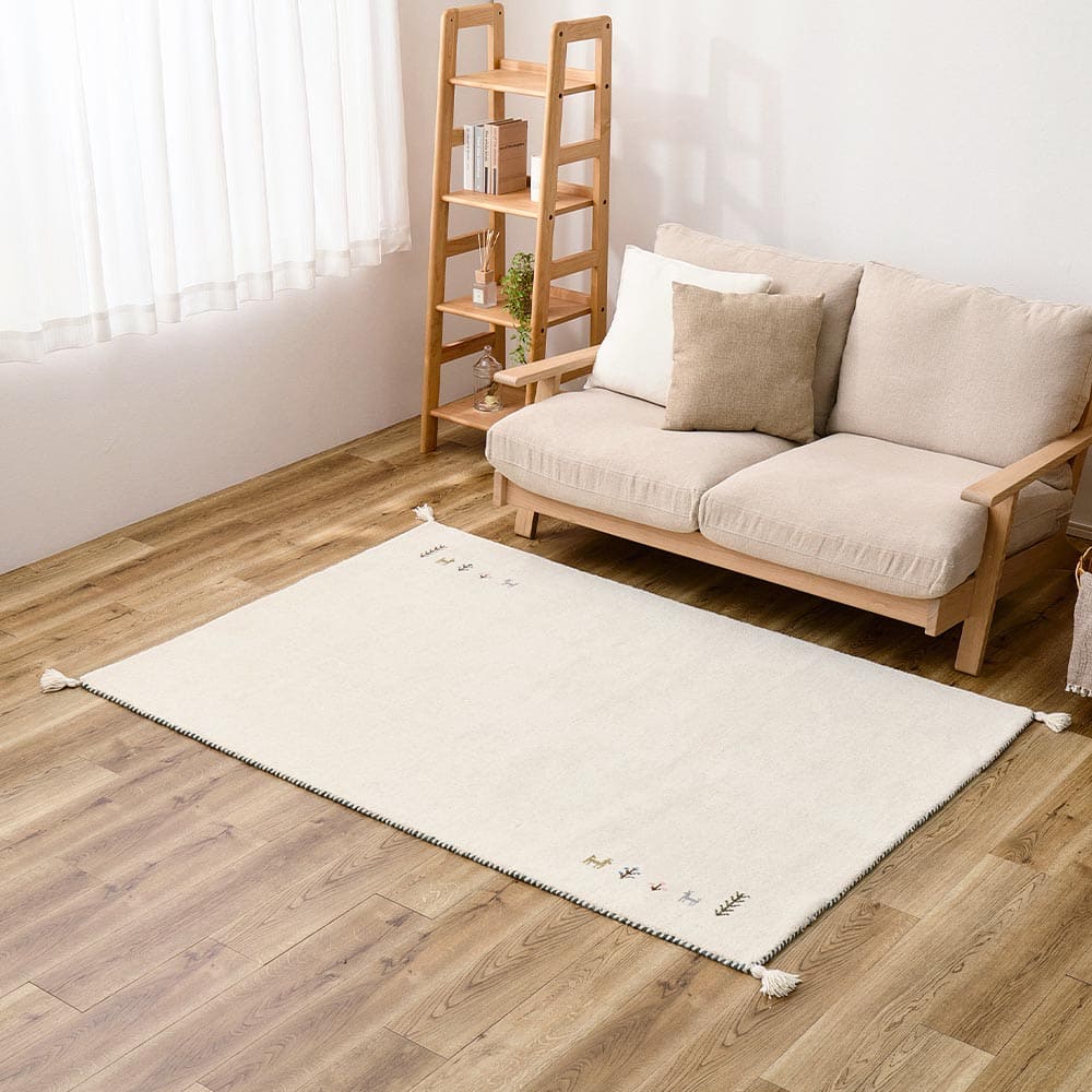 ギャッベ TX 100X140 ホワイト   【直送品】 返品・キャンセル・他商品と同時購入は不可