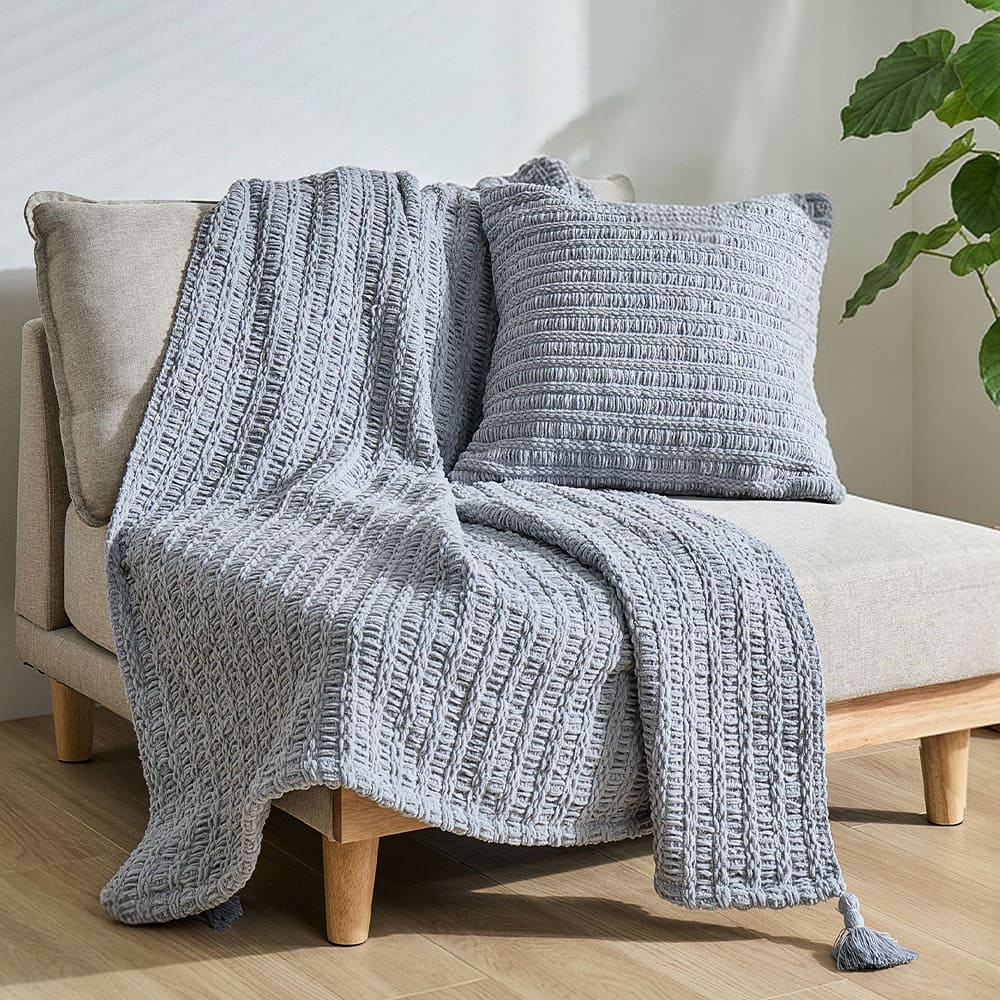 ブランケット アンネ 約130×180cm グレー 【直送品】 返品・キャンセル・他商品と同時購入は不可