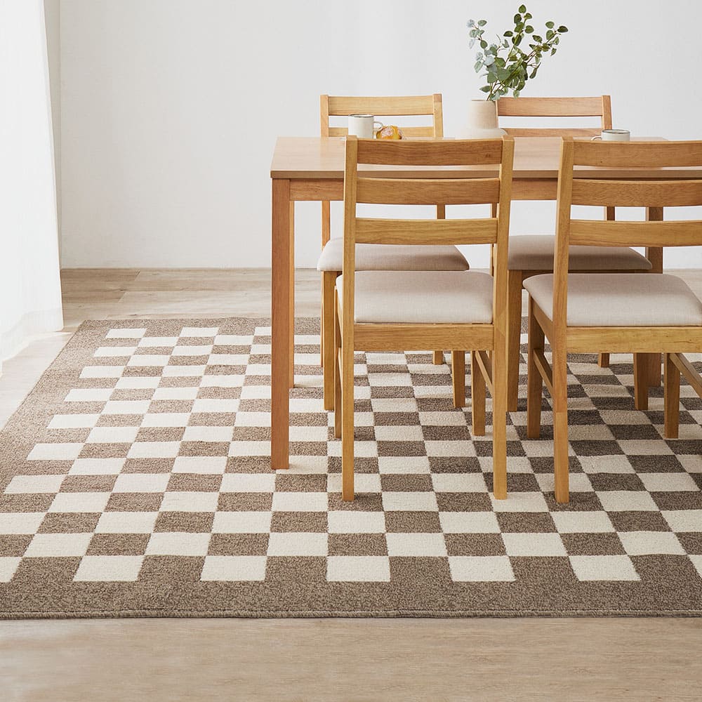 ダイニングラグ モニカ 約220×250cm ベージュ 【直送品】 返品・キャンセル・他商品と同時購入は不可